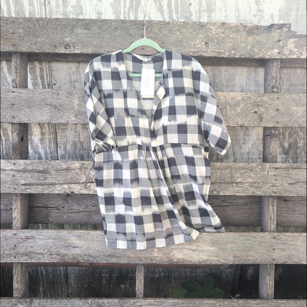 Masai NWT 100% Cotton Gingham Summer Picnic Top Women's Med Oversized